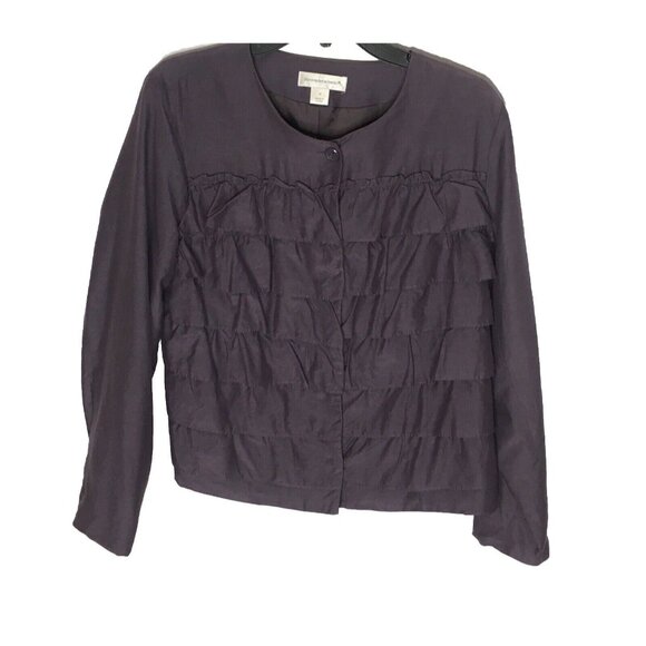 Christopher & Banks silk Blend Jacket Medium purple tiered ruffles - Picture 1 of 10